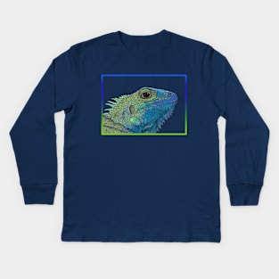 Blue-green Iguana Kids Long Sleeve T-Shirt